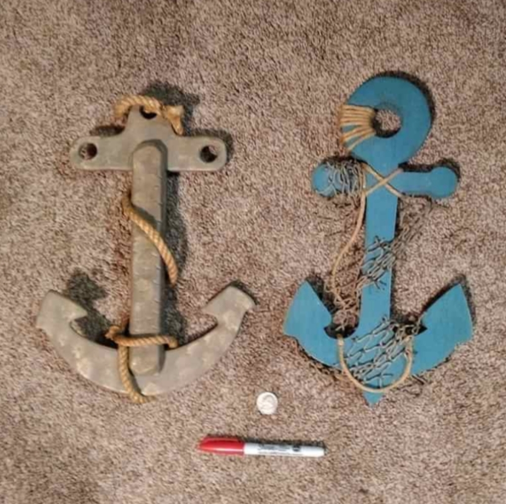 SALE! BeachNautical Decor 2Wooden Anchors w/rope